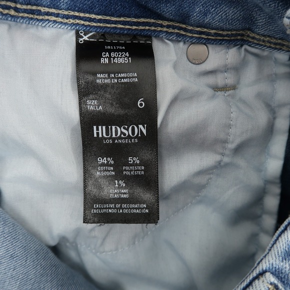 Hudson Straight Jeans Womens 6 Light Blue Stretch Double Button Flap‎ Pockets - Picture 10 of 11
